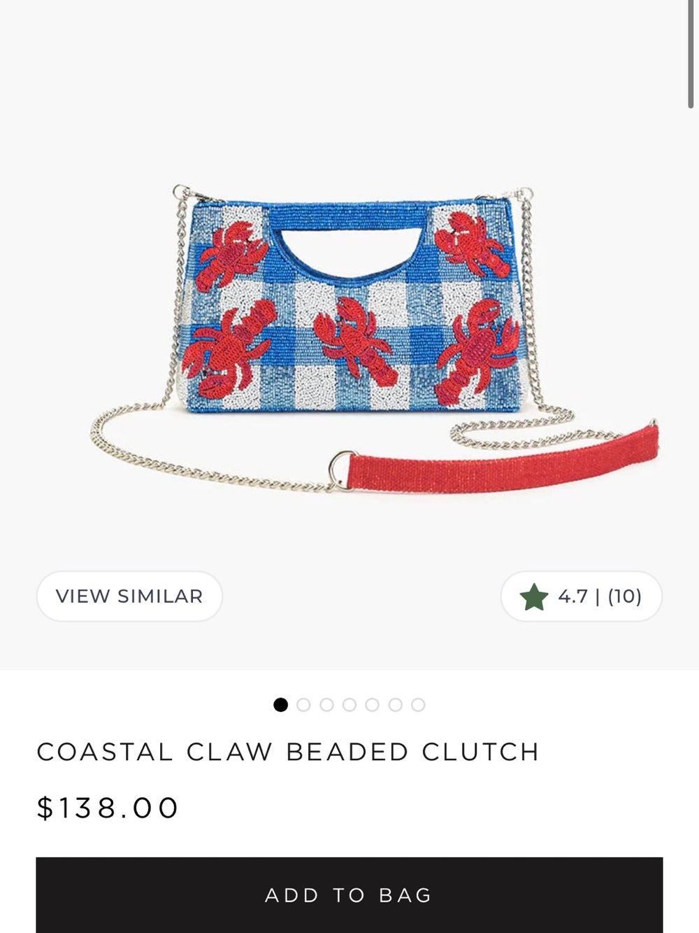 America & Beyond Coastal Claw Beaded Clutch like new